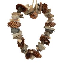 Anneau décoratif coeur décoration suspendue cônes décoratifs en bois décoration naturelle Ø20cm
