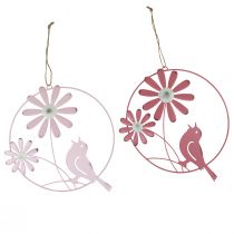 Article Anneau Décoratif Métal Décoration Suspendue Fleurs Rose Ø23cm 4 Pcs