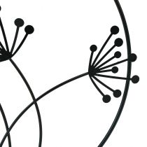 Article Anneau décoratif métal suspendu décoration fleurs noires Ø23cm 2 pièces