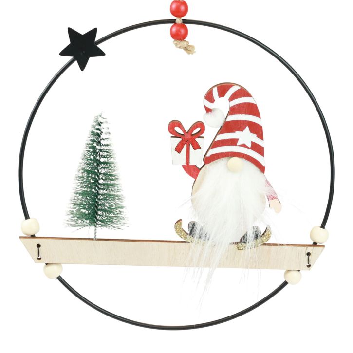 Article Duo de décorations suspendues rondes en métal avec lutins de Noël, Ø 21,5 cm