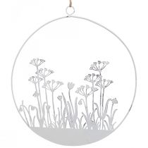 Anneau décoratif métal blanc déco fleur pré printemps déco Ø22cm