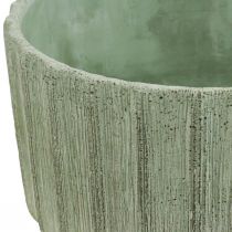 Bol décoratif en céramique verte rayé rétro Ø20cm H11cm
