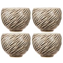 Article Bol Décoratif Céramique Décor Spirale Beige Marron Ø9cm 4pcs