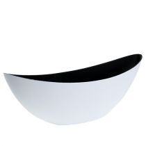 Bol décoratif en plastique blanc 38,5cm x 12,5cm H13cm