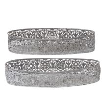Article Bol décoratif en métal, motif gris, ovale, L36cm/33,5cm, lot de 2