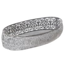 Article Bol décoratif en métal, motif gris, ovale, L36cm/33,5cm, lot de 2