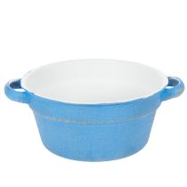 Article Bol/pot décoratif, métal bleu, style shabby chic, Ø 17 cm, H 8,5 cm