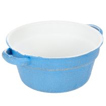 Article Bol/pot décoratif, métal bleu, style shabby chic, Ø 17 cm, H 8,5 cm