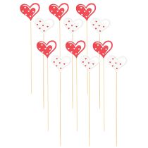 Article Bouchon décoratif coeurs rouge blanc décoration en bois 7,5×6,5cm 12 pcs
