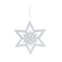 Article Étoile décorative blanche enneigée 28cm L40cm 1 pièce
