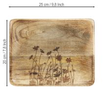 Article Plateau décoratif en bois de manguier à motif floral 25×20cm
