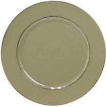 Article Assiette décorative en plastique vert vintage vert mousse marron Ø33cm