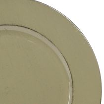 Article Assiette décorative en plastique vert vintage vert mousse marron Ø33cm