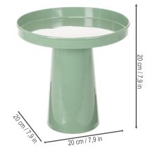 Article Plateau décoratif en métal vert, à base ronde, pour compositions florales, 20 cm