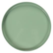 Article Plateau décoratif en métal vert, à base ronde, pour compositions florales, 20 cm