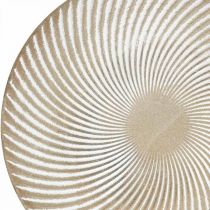 Assiette déco ronde blanc marron cannelures décoration de table Ø30cm H3cm