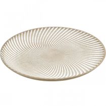 Article Assiette déco ronde blanc marron cannelures décoration de table Ø35cm H3cm