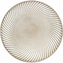 Assiette déco ronde blanc marron cannelures décoration de table Ø35cm H3cm
