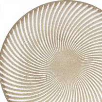 Assiette déco ronde blanc marron cannelures décoration de table Ø35cm H3cm