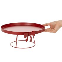 Article Plateau décoratif sur pied avec nœud en métal, 30 cm, lot de 2 pièces