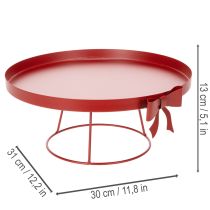 Article Plateau décoratif sur pied avec nœud en métal, 30 cm, lot de 2 pièces
