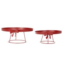 Article Plateau décoratif sur pied avec nœud en métal, 30 cm, lot de 2 pièces