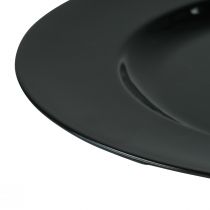 Article Assiette décorative noire plate en plastique brillant Ø28cm H2cm