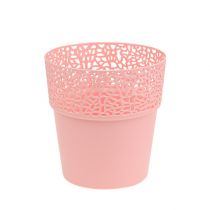 Pot déco plastique rose Ø13cm H13.5cm 1p