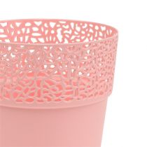 Pot déco plastique rose Ø13cm H13.5cm 1p