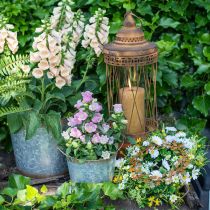 Article Pot décoratif à anses, seau à plantes, récipient en métal argenté, patiné Ø17cm H16,5cm