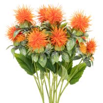 Article Carthame orange artificiel, fleur artificielle pour vases et décoration, 55 cm, lot de 4