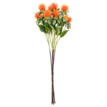 Article Carthame orange artificiel, fleur artificielle pour vases et décoration, 55 cm, lot de 4