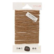 Article Cordon en laine marron avec fil doré, 5 m x 5 mm avec fil métallique, pour la décoration et les loisirs créatifs