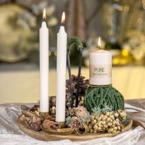 Plateau décoratif en bois assiette décorative en bois avec anse Ø30cm H24cm