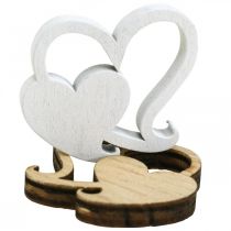 Article Double cœur en bois, décoration parsemée de cœurs de mariage B3cm 72 pièces