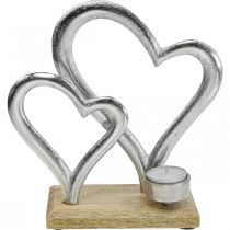 Article Photophore coeur métal décoration table décoration bois 22cm