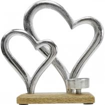 Article Photophore coeur métal décoration table décoration bois 22cm