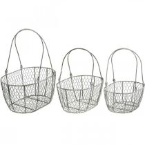 Article Corbeille fil, corbeille de Pâques, corbeille déco métal L32/28,5/25cm lot de 3