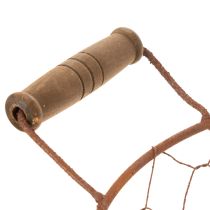 Article Panier rond vintage en fil de fer avec poignées en bois, finition rouille, Ø 22 cm