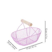 Article Panier en fil de fer avec poignée en bois, idéal pour un intérieur moderne et une décoration élégante, 17 cm, lot de 6