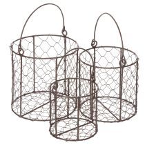 Ensemble de paniers en fil de fer, idéal pour la décoration ou le jardin, 25 cm, 1 ensemble