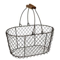 Corbeille en fil ovale avec anse 27x16,5cm H13,5cm marron