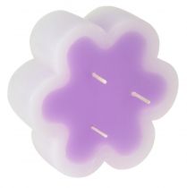 Article Bougie à trois mèches en forme de bougie fleurie violet blanc Ø11,5cm H4cm