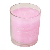 Article Bougie parfumée en verre bougie parfumée fleurs de cerisier rose H8cm