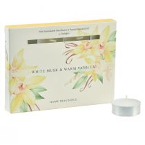 Article Bougies chauffe-plat parfumées vanille musc blanc Ø3,5cm 12 pcs