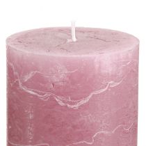 Article Bougies piliers unies, rose antique, 70 x 100 mm, lot de 4 - Décoration romantique