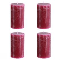 Article Bougies piliers unies Violet Baie 70x120mm, lot de 4 - Parfaites pour la décoration de table et les fêtes