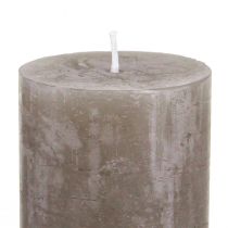 Article Bougies piliers rustiques unies, marron, lot de 4, 50×100 mm