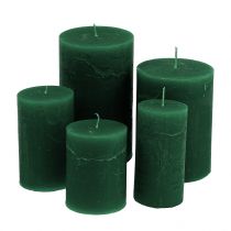 Article Bougies de couleur unie vert foncé différentes tailles