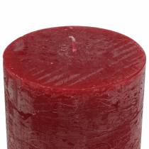 Article Bougies de couleur unie rouge foncé 70x100mm 4 pcs